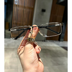 Kính nam nữ dáng chữ nhật nửa viền cao cấp - Có thể thay mắt cận theo độ