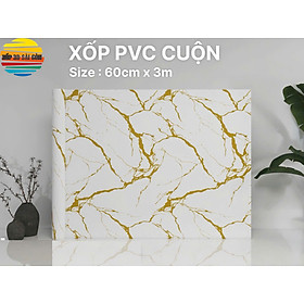 Mua Cuộn Xốp PVC Đá Trắng Chỉ Vàng Sẵn Keo 0.6m*3m Dày 3mm