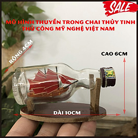 Mô hình thuyền gỗ trong chai thủy tinh nhỏ N2