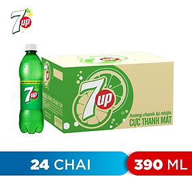 Thùng 24 Chai Nước Ngọt Có Gas 7Up 390ml Chai