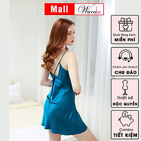 Đầm ngủ phi lụa cao cấp WANNABE DNS61 váy ngủ 2 dây lưng cut-out cột nơ tạo hình thoi bắt mắt khoe lưng trần gợi cảm