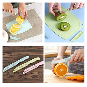 Bộ Dao Thớt Gọt Hoa Quả Mini, Dao Nạo Rau Củ Trái Cây Hoa Quả Nhỏ Gọn Cho Nhà Bếp, Du Lịch, Cắm Trại