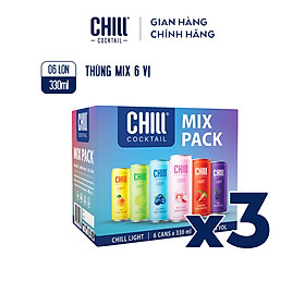 Combo 3 thùng 6 lon Chill Cocktail mix vị 330ml/lon