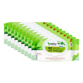 Combo 9 Gói Khăn Ướt Yuniku Max Cool Không Hương YK90-08 (90 Tờ x 9) - Xanh Lá