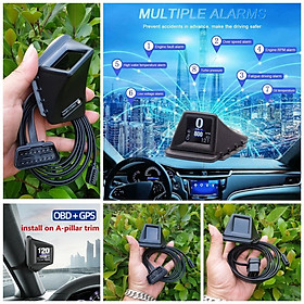 Thiết bị kiểm tra xóa mã lỗi xe hơi HUD OBD2 + GPS báo tốc độ km kiểm soát tổng thể xe bản đặc biệt lắp các xe