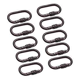 10pcs Rock Climbing Oval Shape 25KN Screw Locking Carabiner Hook for Outdoor Rappelling Rescue 11 x 6cm CE certified
