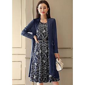 Đầm ren xòe dự tiệc kèm áo khoát BY7011
