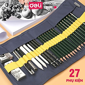 Hình ảnh Bộ Dụng Cụ Vẽ Phác Thảo 27 Phụ Kiện Deli - Vẽ Mỹ Thuật - 1 Bộ - 58125