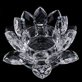 WHITE CRYSTAL LOTUS FLOWERS ORNAMENT WITH GIFT BOX CRAFT HOME DECORS 12CM