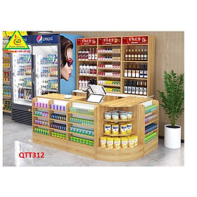 Mua Bàn tính tiền siêu thị   Bàn thu ngân thiết kế tiện lợi QTT312 - Nội thất lắp ráp Viễn Đông Adv