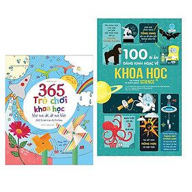 Combo 2 cuốn sách thiếu nhi hay về kiến thức khoa học: 100 Bí Ẩn Đáng Kinh Ngạc Về Khoa Học + 365 Trò Chơi Khoa Học Khó Mà Dễ Dễ Mà Khó ( Tặng kèm Bookmark Happy Life)