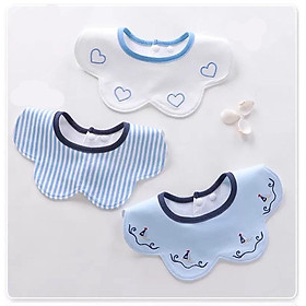 Set 3 yếm tròn xoay 360 độ 100% cotton chống thấm cho bé Mẫu gấu xám