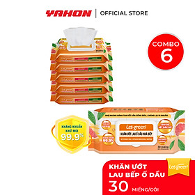 Khăn Ướt Lau Bếp LET-GREEN | Sạch Nhanh Ố Dầu, Kháng Khuẩn Hiệu Quả | 30 Tờ/Bao