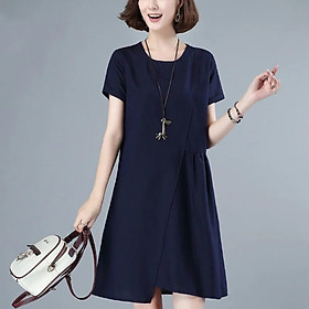 Đầm đũi suông trơn nữ cổ tròn ngắn tay, thiết kế đơn giản, form rộng không kén dáng mặc Haint Boutique