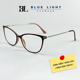 Kính Viễn Thị Lão Đọc Sách Lắp Sẵn Độ Gọng Nhựa Mắt Mèo Dẻo Nhẹ Cho Người Trung Niên Già Lớn Tuổi Ông Bà Cha Mẹ Nâu