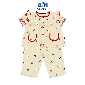 Bộ quần áo Dài tay ngắn bé gái họa tiết Chùm Cherry Nhí Đỏ Xô muslin - AICDBGRNQGUV - AIN Closet