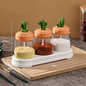 Mua Hũ đựng gia vị thủy tinh  lọ đựng gia vị kèm muỗng thìa cao cấp hình xương rồng