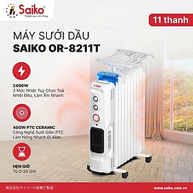 Máy Sưởi Dầu Saiko OR-8211T 11 Thanh (2400W) Hàng chính hãng
