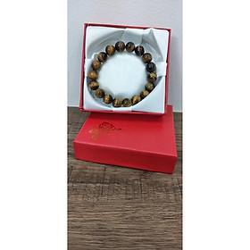 Vòng tay phong thủy mắt cọp vàng 10 ly, vòng tay chuỗi đá tự nhiên mắt cọp vàng 10 ly