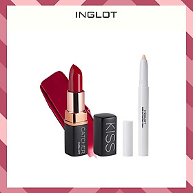 Son thỏi có dưỡng Kiss Catcher Lipstick + Son lót dưỡng ẩm môi Hold on Inglot