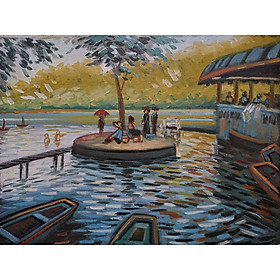 Tranh Sơn Dầu Vẽ Tay 30x40cm - Bến Đợi  (Monet)