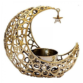 3xEid Moon Star Candlestick Party Metal Muslim Ramadan Decor Ornament Golden