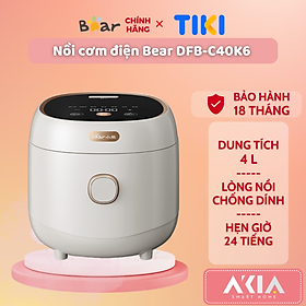 Nồi cơm điện Bear DFB-C40K6 - Dung tích 4L, Chống dính, Cài đặt Hẹn giờ