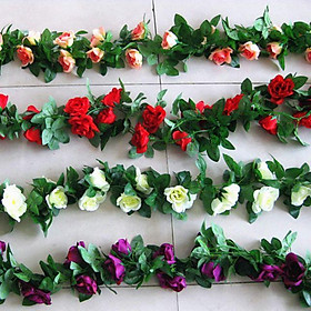 Mua Hoa lụa/Dây hoa hồng giả cao cấp trang trí quán  nhà cửa