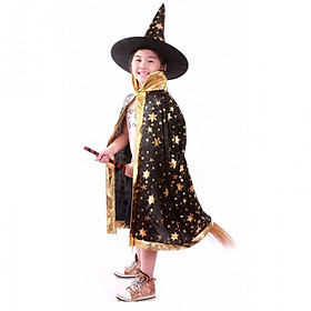 Set áo choàng phù thủy kèm mũ hóa trang Halloween áo 80cm 