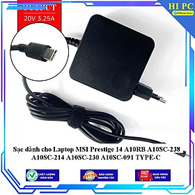 Sạc dành cho Laptop MSI Prestige 14 A10RB A10SC-238 A10SC-214 A10SC-230 A10SC-091 TYPE-C - Kèm Dây nguồn - Hàng Nhập Khẩu