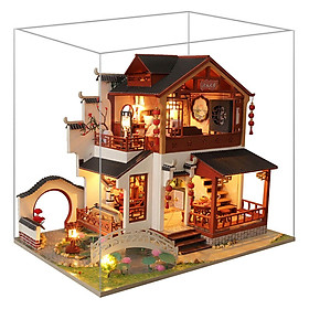Assemble DIY Dollhouse Miniature with Ornament Dustproof Cover Kits Classic Style Cottage Dream House Fantasy Puzzle Adults Birthday Gift Age 10+