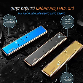 Mua Quẹt Điện Tử_Quẹt Điện Hồng Ngoại Sạc USB Chất Liệu Hợp Kim Không Gỉ Sét Bất Chấp Mưa Gió Sản Phẩm Được Tặng Kèm Dây Sạc USB+Hộp Đựng Sang Trọng