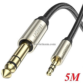 Ugreen 10630 5M màu xám đen cáp 3.5mm TRS ra 6.35mm TS Stereo Pro Audio mạ vàng 24K AV127 - Hàng chính hãng