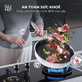 CHẢO INOX 18/10 BLACKCUBE GUME GM1328N size 28cm hàng chính hãng