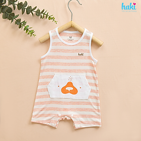 Bộ body đùi sát nách kẻ, túi ốp cho bé vải sợi tre cao cấp BB046, romper cho bé, set body bé sơ sinh hàng chính hãng HAKI