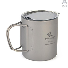 300ml Double Wall Titanium Water Cup with Lid Lightweight Coffee Mug Tea Cup for Camping Hiking Backpacking Picnic