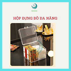 Hộp đựng đồ trang sức, tăm bông, đựng son đa năng, chất liệu mica