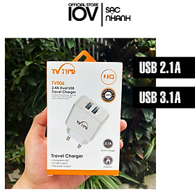 Mua Củ sạc 2 Đầu USB - 3.1A Cốc sạc  Adapter Sạc nhanh 2 cổng dành cho samsung/oppo/vivo/realme/iphone/vsmart/xiaomi/redmi/reno