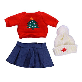 Christmas Tree Sweater T-shirt Dress Hat Set for 18'' AG American Doll Dolls