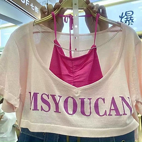 Set áo kiểu nữ áo ngoài croptop mix áo 2 dây yếm hot hit
