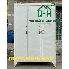 Mua TỦ SẮT ĐỰNG QUẦN ÁO 3 CÁNH MÀU TRẮNG SƠN DẦU KHÔNG GƯƠNG DÀNH CHO GIA ĐÌNH 1M8X1M2X45CM