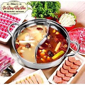 Mua Nồi lẩu 2 ngăn 30cm  nấu được bếp từ nhé có nắp kính (ảnh thật)