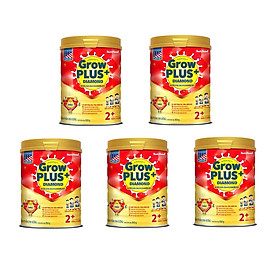 Bộ 5 Lon Sữa Bột NutiFood GrowPLUS+ Diamond 2+ Dinh Dưỡng Cao Năng Lượng Cho Trẻ Suy Dinh Dưỡng, Thấp Còi - 850g