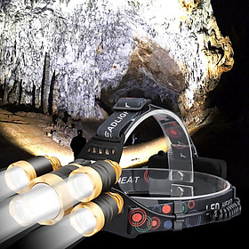 Đèn pin đội đầu led siêu sáng 4 chức năng dùng đi phượt, đi rừng, đi câu - Hàng Chính Hãng