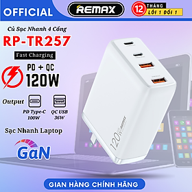 Mua Củ sạc nhanh 120W 4 Cổng Remax TR257 GaN3 PRO cho Mac Pro  iPad Pr0  Phone 12  Note 10+  S20 PPS  PD 3.0  QC 4+ Hàng Chính Hãng