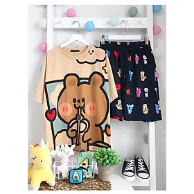 Đồ bộ hoạt hình form rộng Unisex Gấu trà sữa dành cho nam nữ Molly Urban