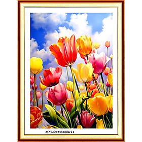 Mua  Thêu kín  Tranh thêu chữ thập Hoa tulip MN0370  kích thước 50 x 68 cm