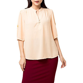 Áo Kiểu Nữ Phối Nút Màu Nude 667 An Thủy - Nude