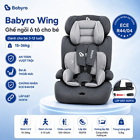 Ghế ngồi ô tô Babyro Wing, cho bé 3-12 tuổi, lắp đặt isofix, gấp gọn - hàng chính hãng