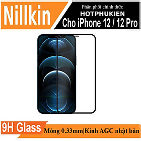 Miếng dán kính cường lực full 3D cho iPhone 12 6.1 inch / iPhone 12 Pro hiệu Nillkin Amazing PC Ultra Clear mỏng 0.33mm, bảo vệ full viền, hiển thị full HD, bảo vệ màn loa, kính AGC Nhật Bản - hàng nhập khẩu